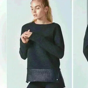 Fabletics Bre Long-Sleeve Tunic Sweatshirt Size Large Black